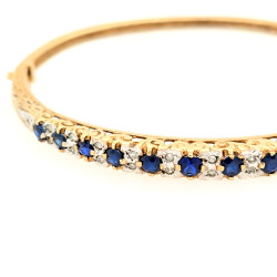 Pre Owned 9ct Diamond and Sapphire Set Bangle ZV83